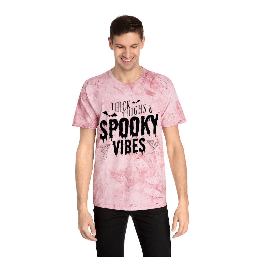 "Thick Thighs & Spooky Vibes" Colorblast Tee - Unisex Shirt