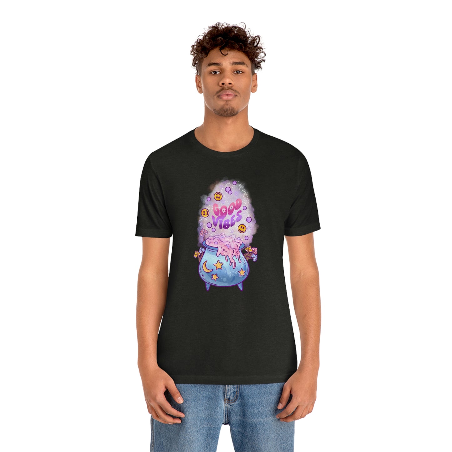 Witchy Good Vibes Smiley Cauldron Tee - Unisex Shirt