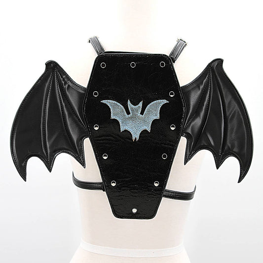 Black Vinyl Bat Coffin Backpack Handbag