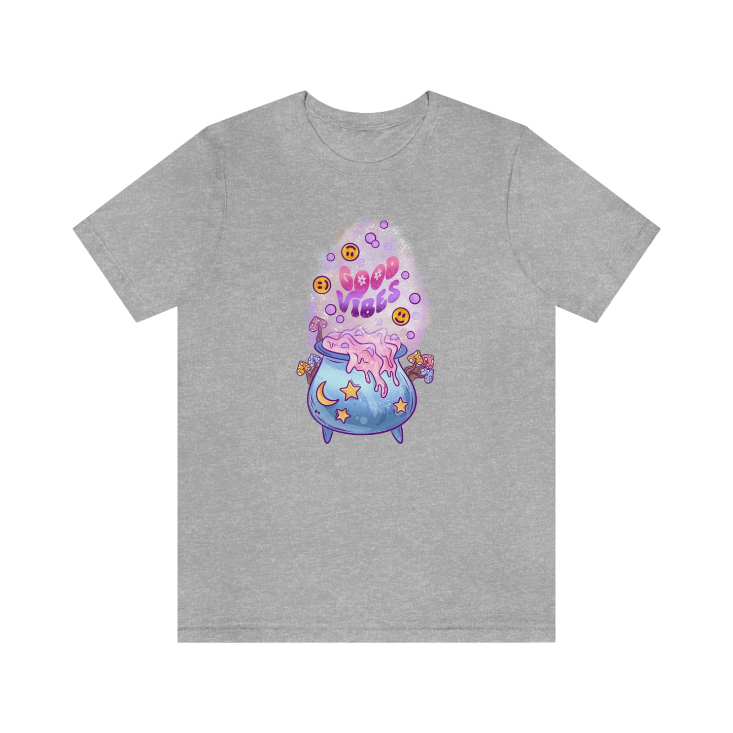 Witchy Good Vibes Smiley Cauldron Tee - Unisex Shirt