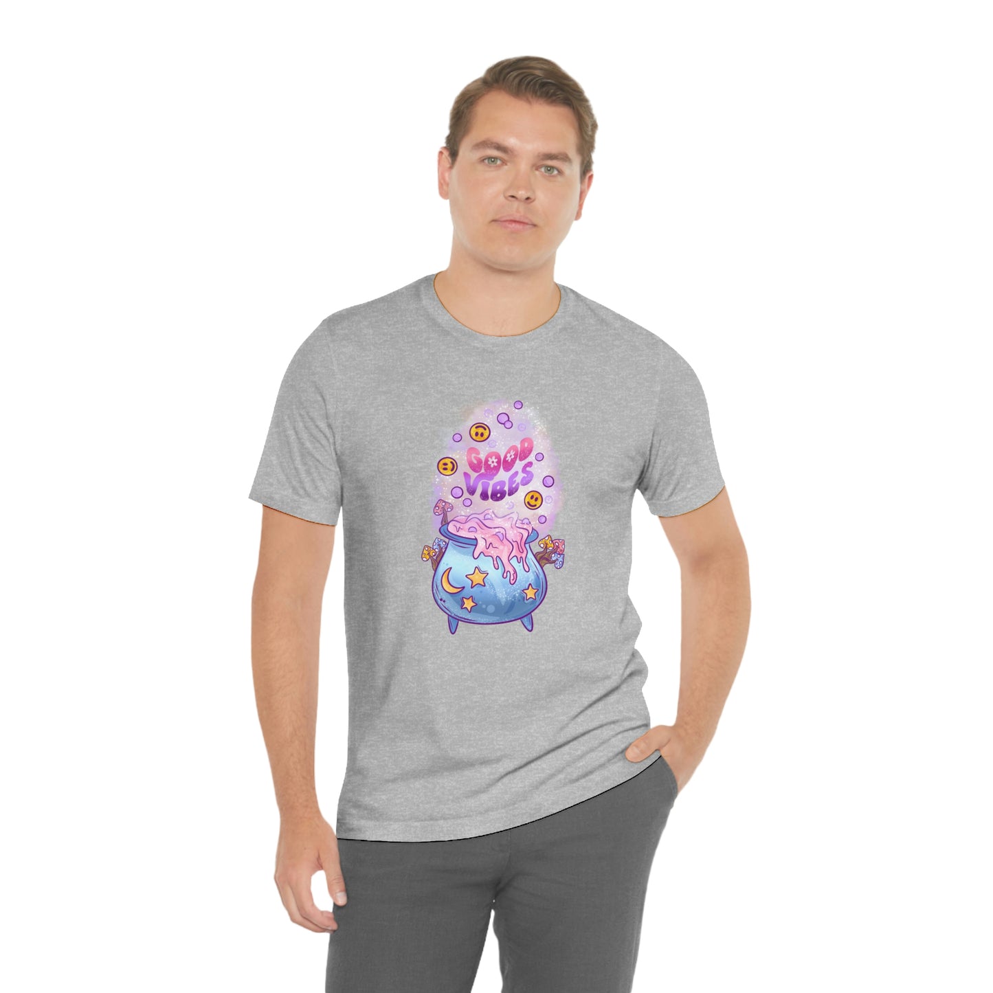Witchy Good Vibes Smiley Cauldron Tee - Unisex Shirt