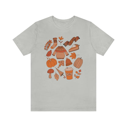 Pumpkin Spice And Mushrooms Fall Doodles Tee - Unisex Shirt
