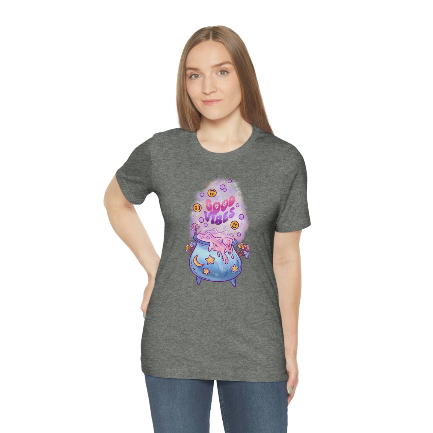 Witchy Good Vibes Smiley Cauldron Tee - Unisex Shirt