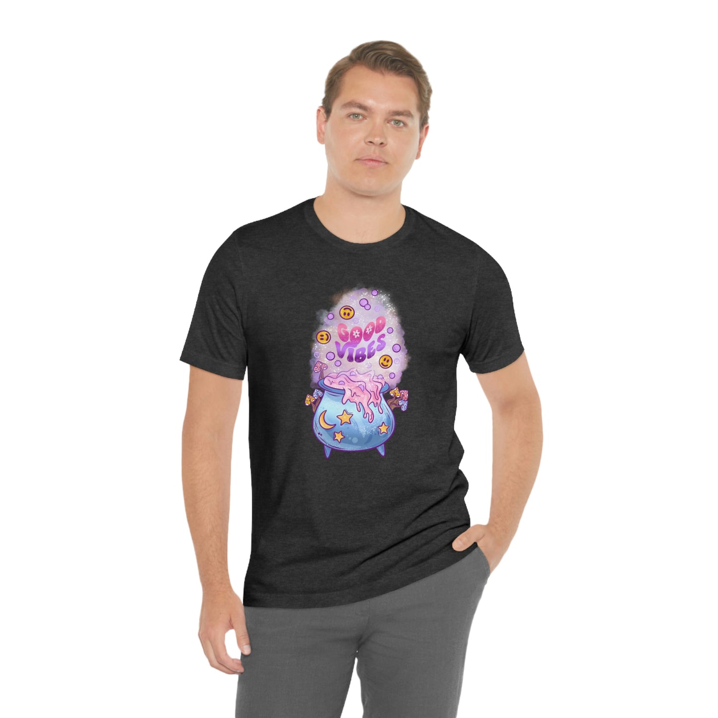 Witchy Good Vibes Smiley Cauldron Tee - Unisex Shirt