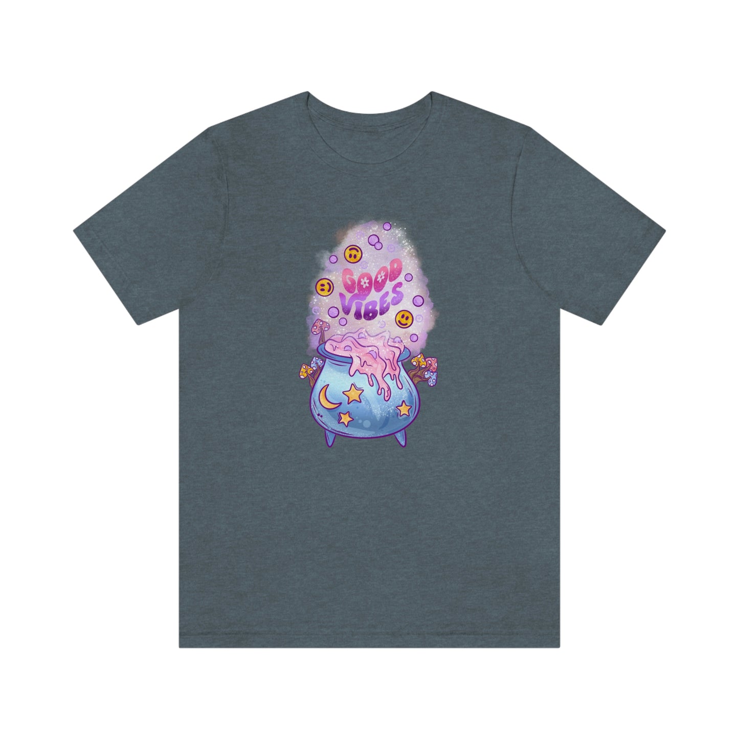 Witchy Good Vibes Smiley Cauldron Tee - Unisex Shirt
