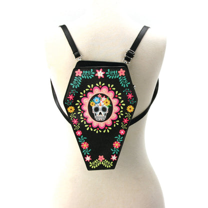 Sugar Skull Coffin Convertible Crossbody Bag & Backpack