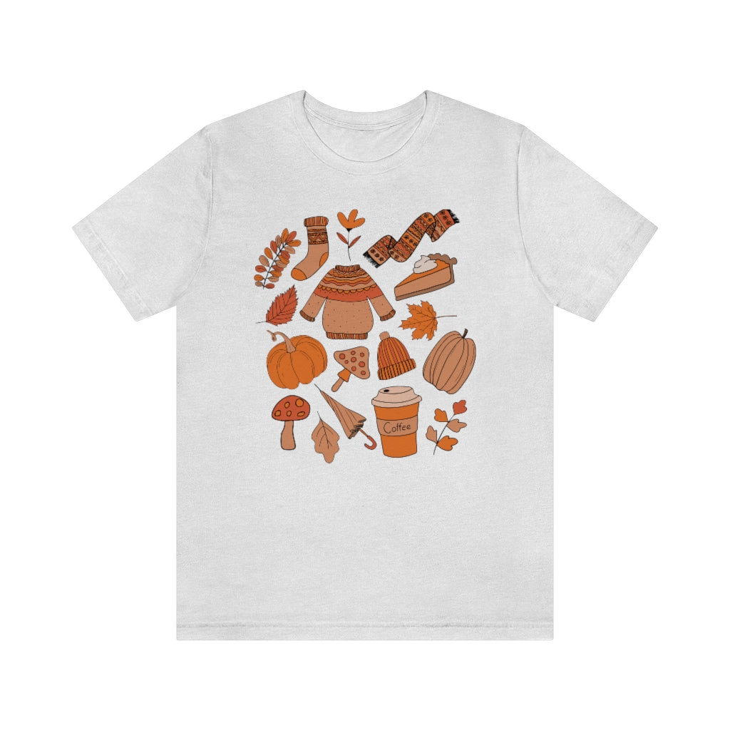 Pumpkin Spice And Mushrooms Fall Doodles Tee - Unisex Shirt