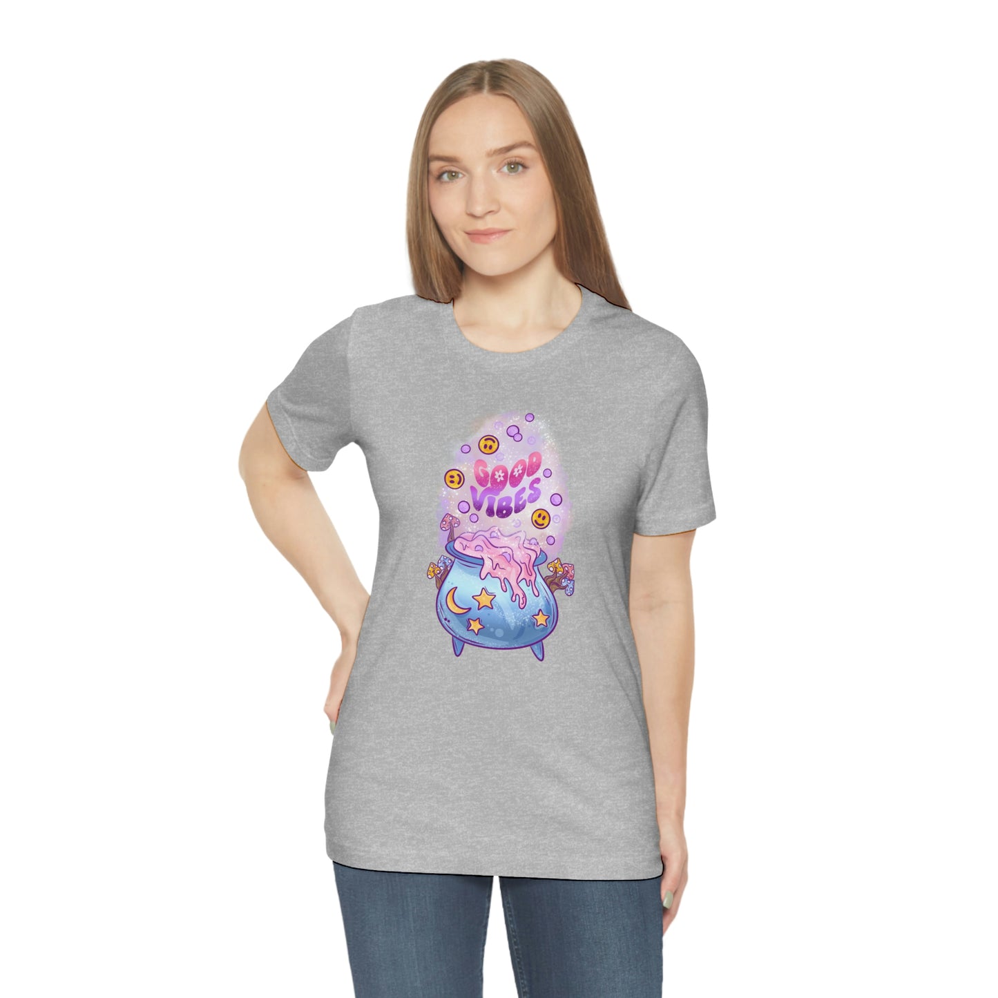 Witchy Good Vibes Smiley Cauldron Tee - Unisex Shirt
