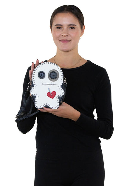 Stitched Voodoo Doll Shoulder Crossbody Bag (White or Black)