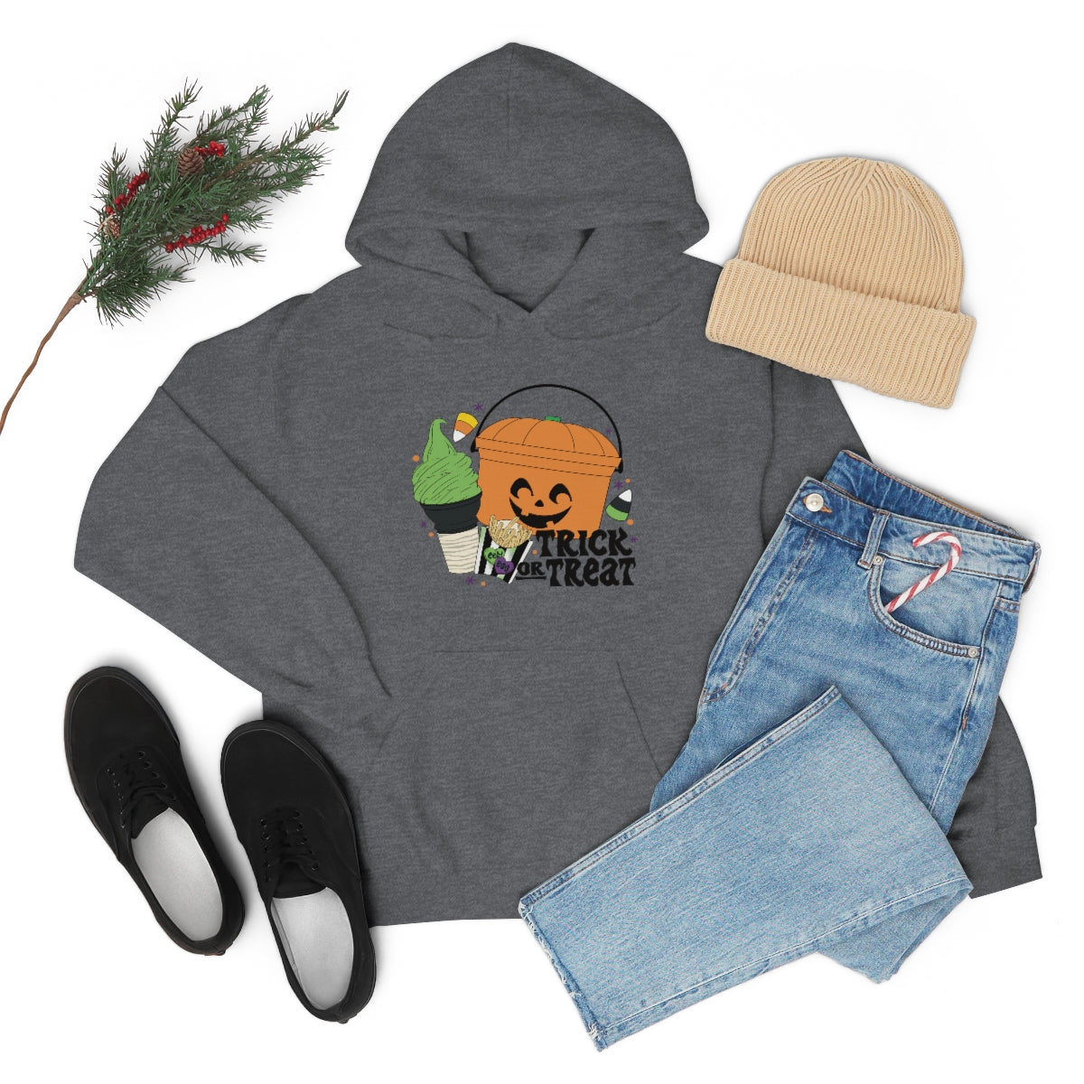 Vintage Halloween Buckets "Trick or Treat" Hooded Sweatshirt