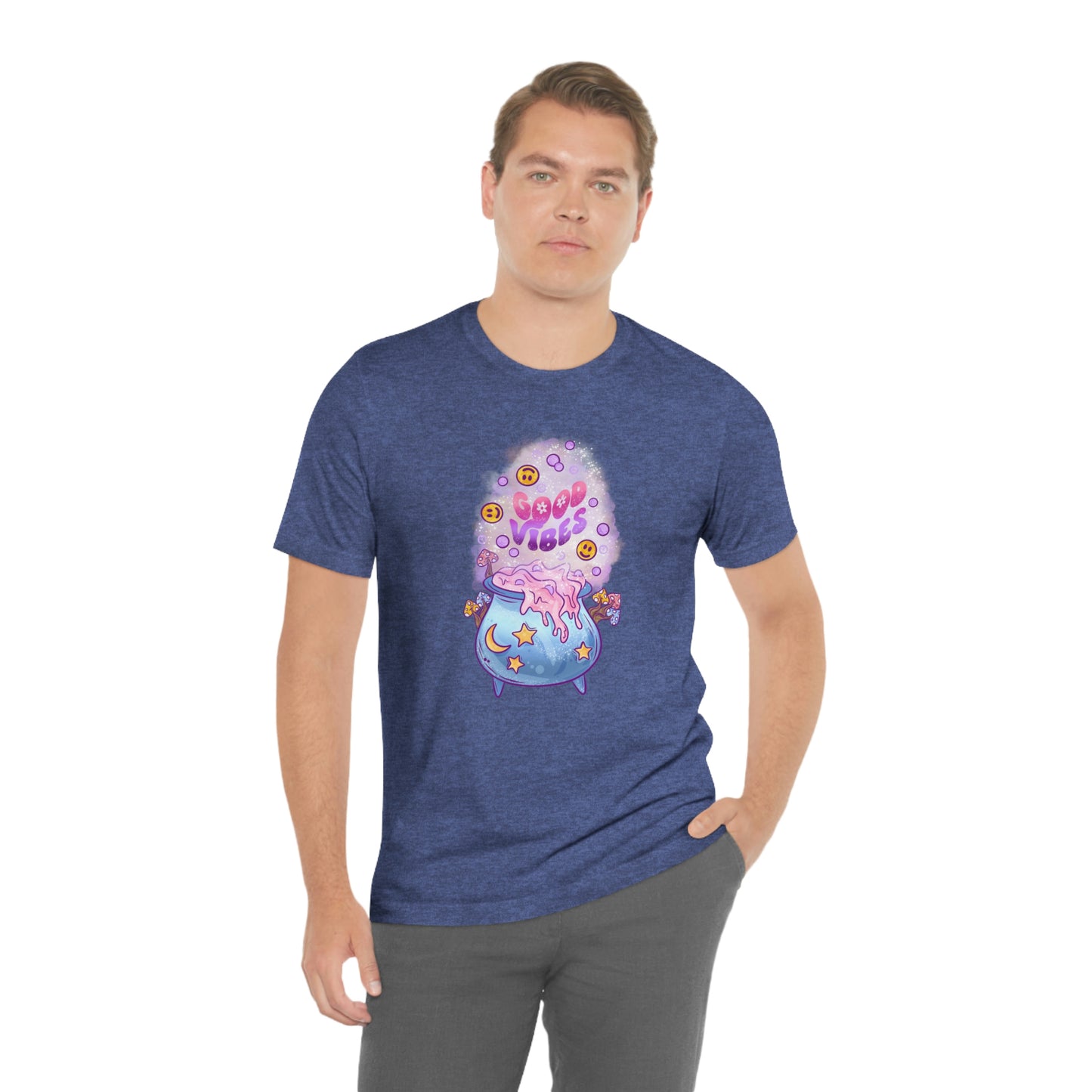 Witchy Good Vibes Smiley Cauldron Tee - Unisex Shirt