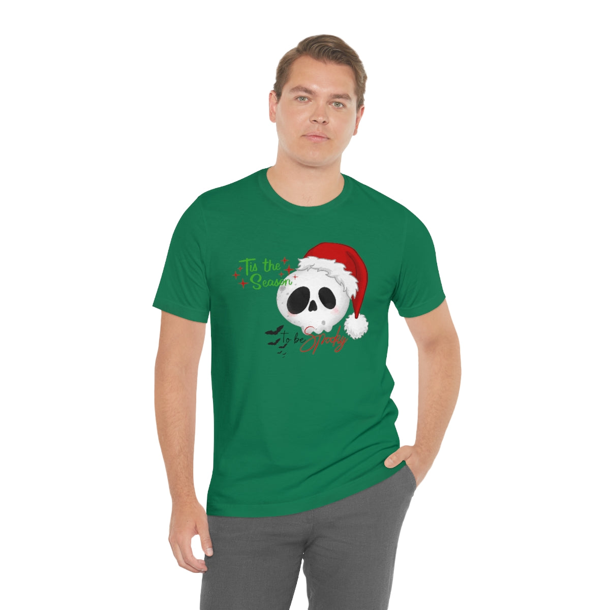 "Tis the Season to be Spooky'" Skull Santa Christmas Tee - Unisex Shirt