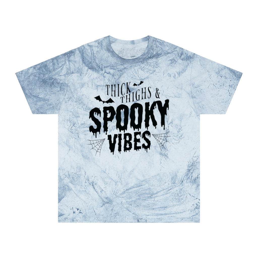 "Thick Thighs & Spooky Vibes" Colorblast Tee - Unisex Shirt