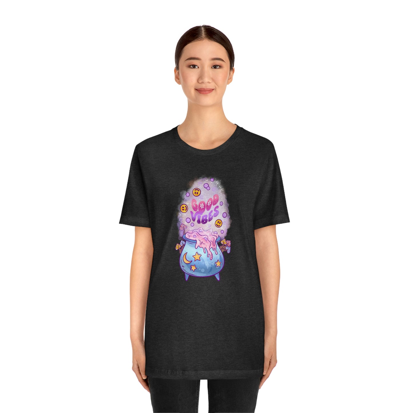 Witchy Good Vibes Smiley Cauldron Tee - Unisex Shirt