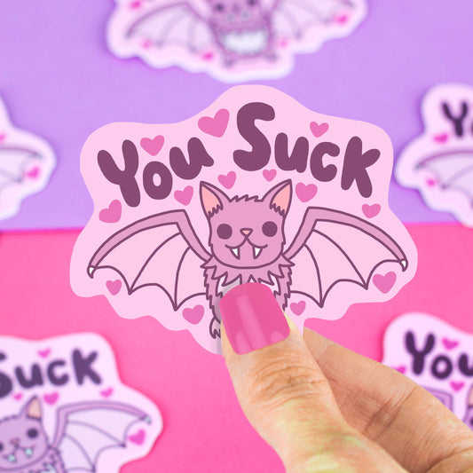 "You Suck" Vampire Bat Vinyl Sticker (Turtle's Soup)
