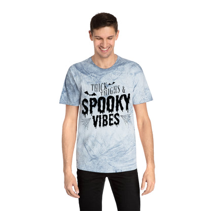 "Thick Thighs & Spooky Vibes" Colorblast Tee - Unisex Shirt