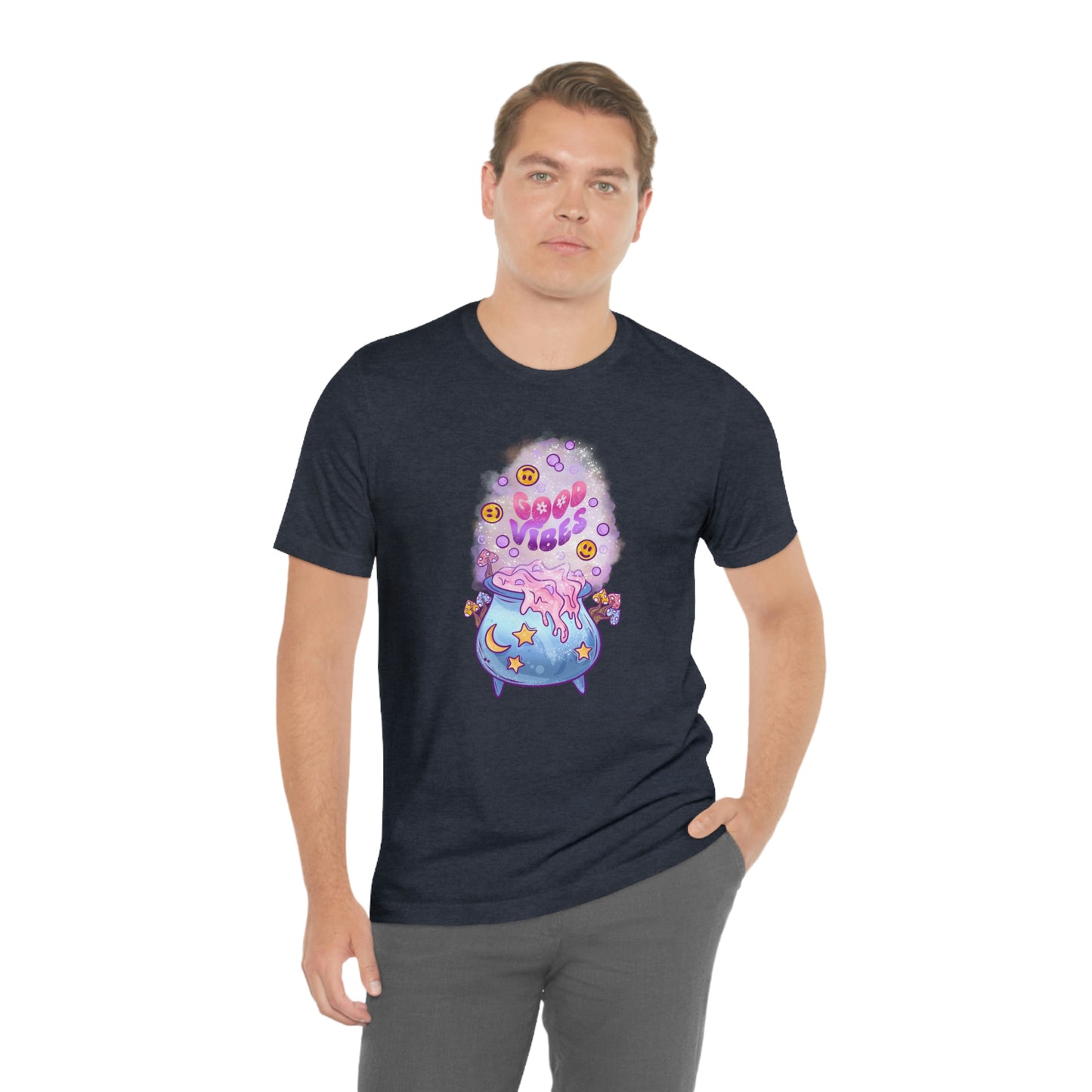 Witchy Good Vibes Smiley Cauldron Tee - Unisex Shirt