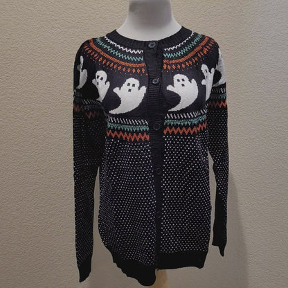 CLEARANCE Ghosts Cardigan Sweater (Orange or Black)