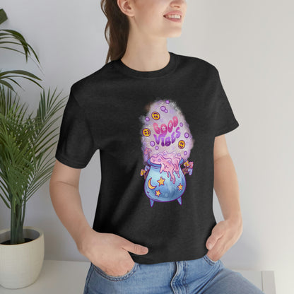 Witchy Good Vibes Smiley Cauldron Tee - Unisex Shirt