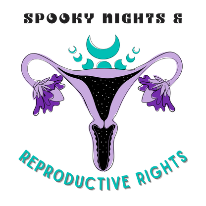 "Spooky Nights & Reproductive Rights" Purple Uterus And Teal Moon Phases Tee - Unisex Shirt