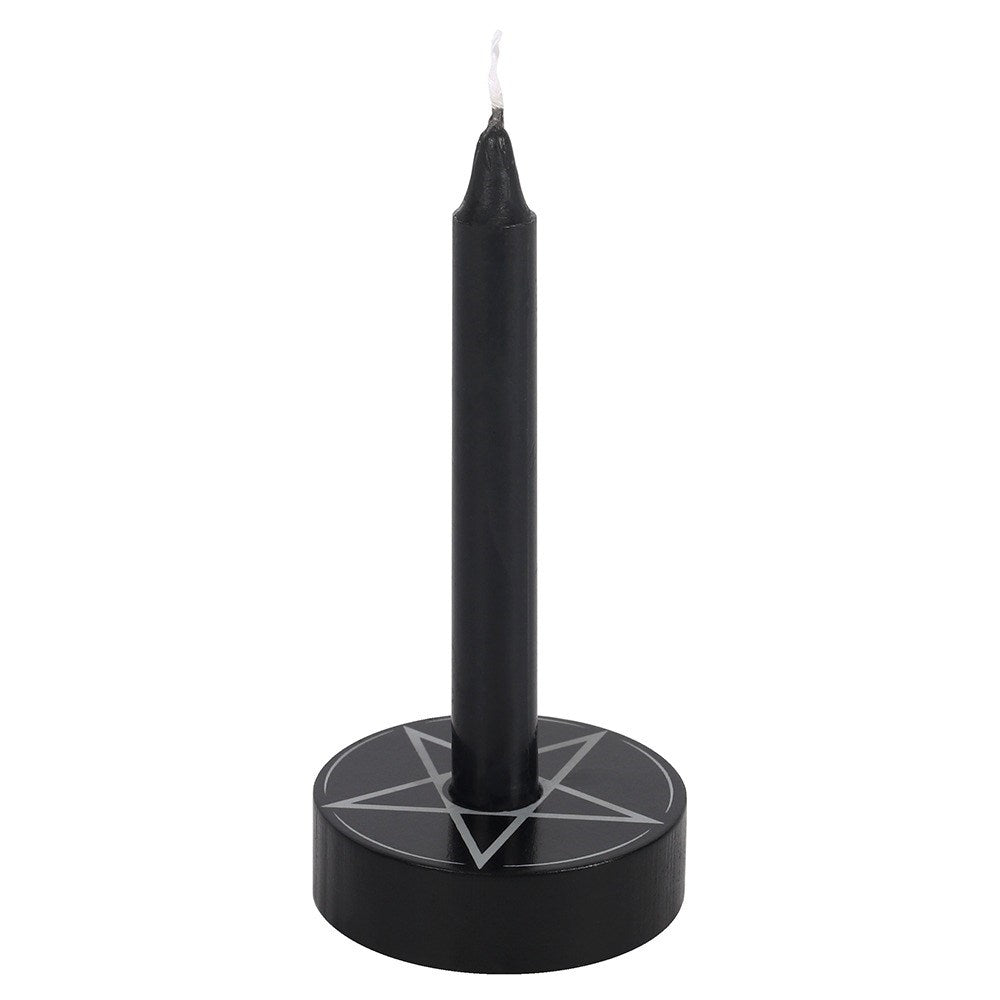 Black Pentagram Spell Candle Holder