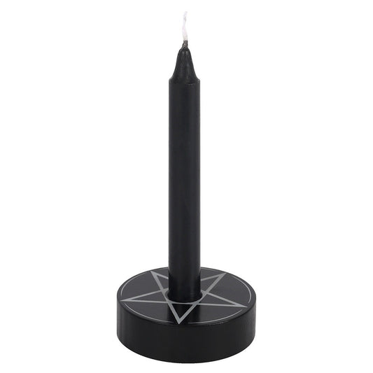 Black Pentagram Spell Candle Holder