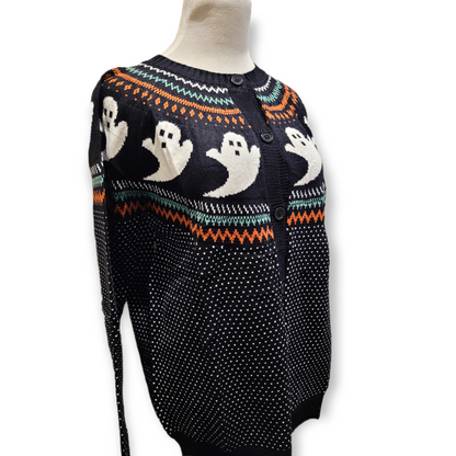 CLEARANCE Ghosts Cardigan Sweater (Orange or Black)