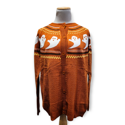 CLEARANCE Ghosts Cardigan Sweater (Orange or Black)