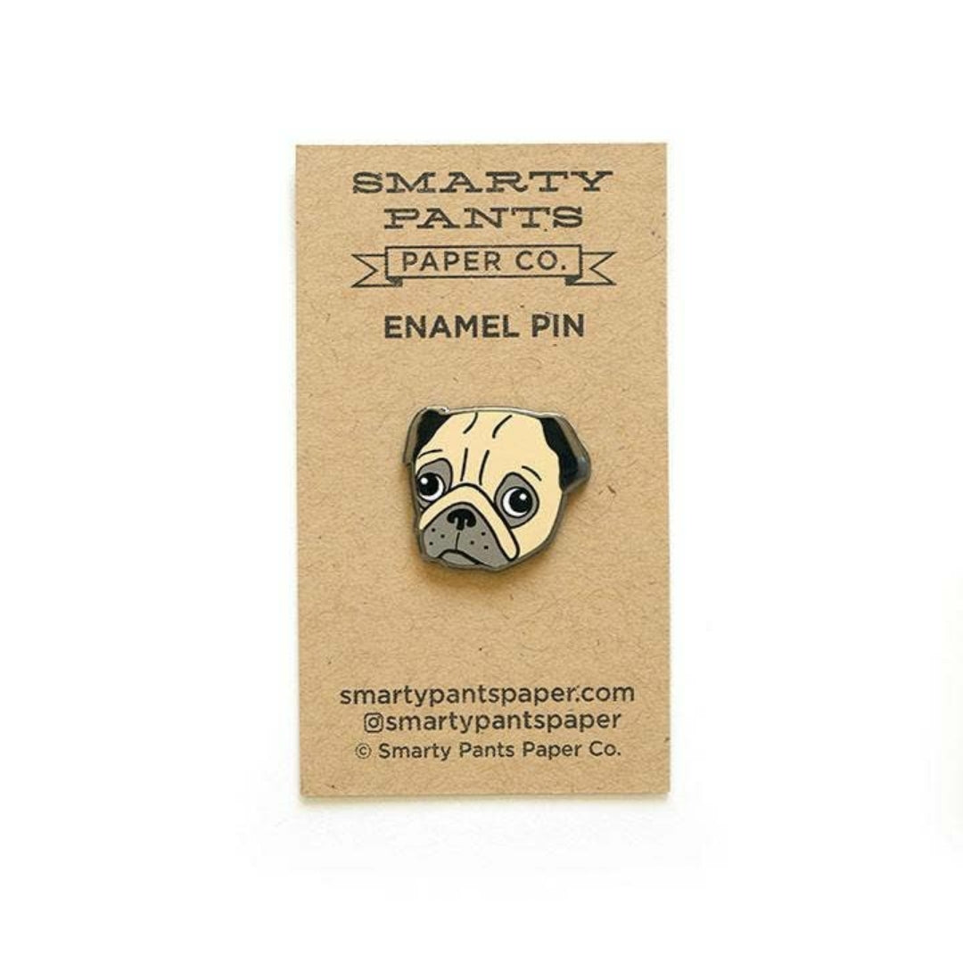 Pug Enamel Pin (Black or Fawn) - Smarty Pants Paper
