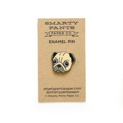 Pug Enamel Pin (Black or Fawn) - Smarty Pants Paper