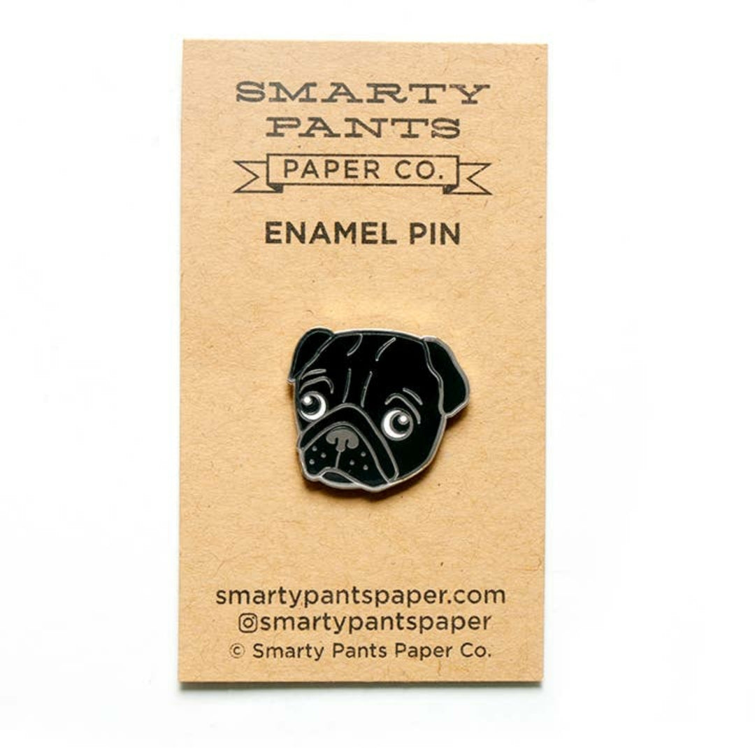 Pug Enamel Pin (Black or Fawn) - Smarty Pants Paper