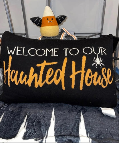 Welcome to Our Haunted House Pillow