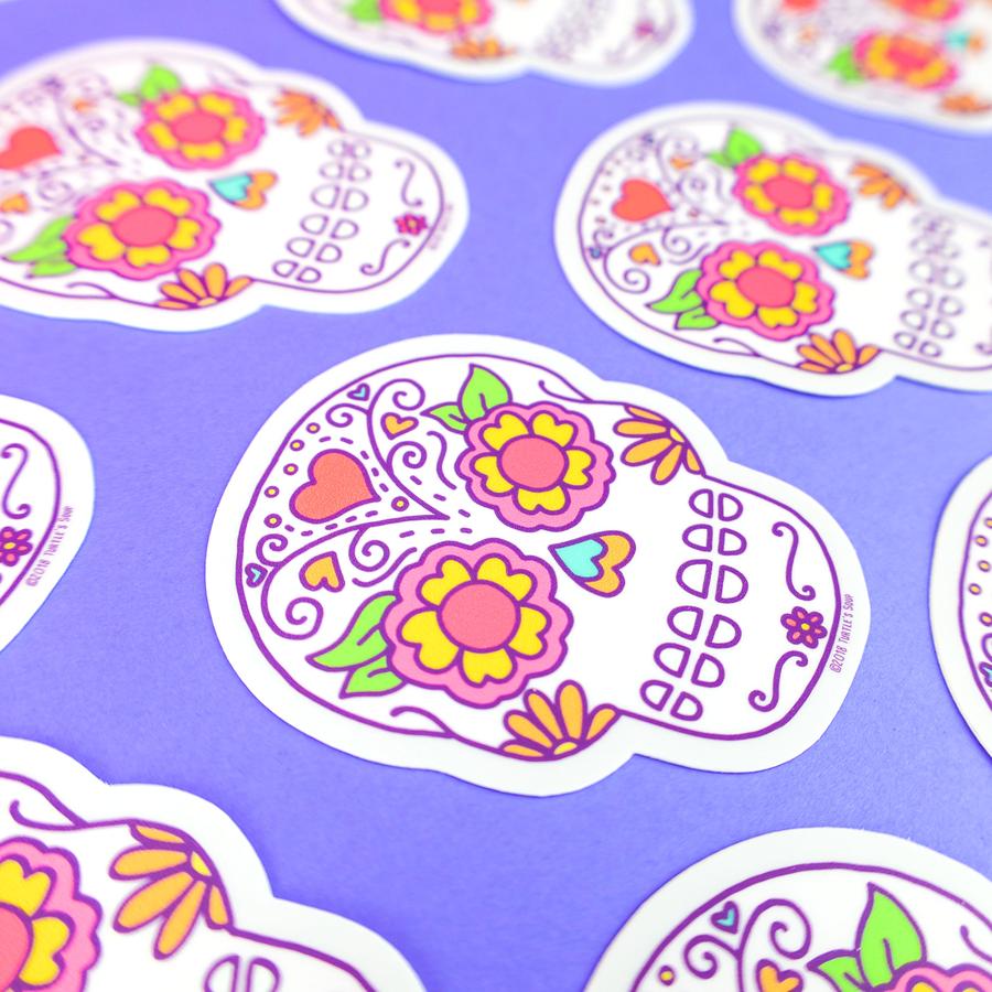 Sugar Skull Vinyl Sticker (Turtle's Soup)