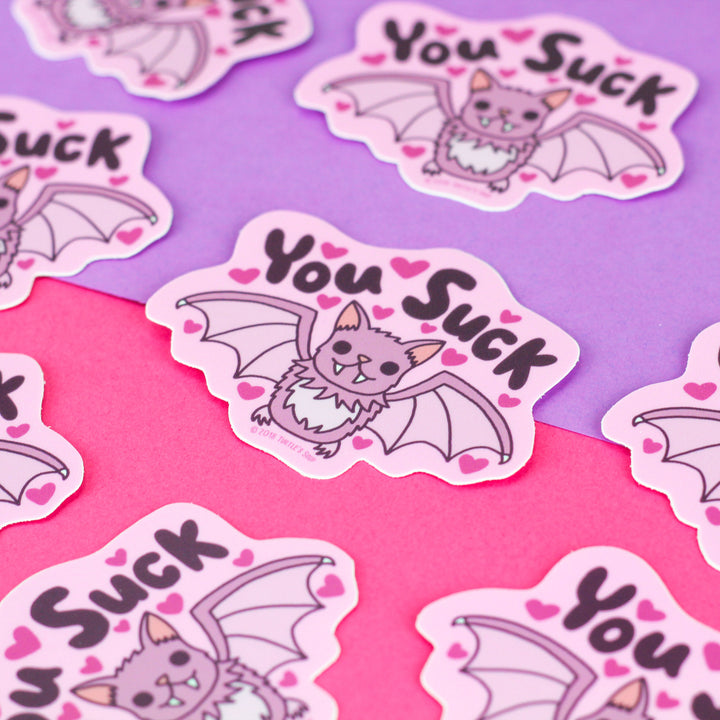 "You Suck" Vampire Bat Vinyl Sticker (Turtle's Soup)