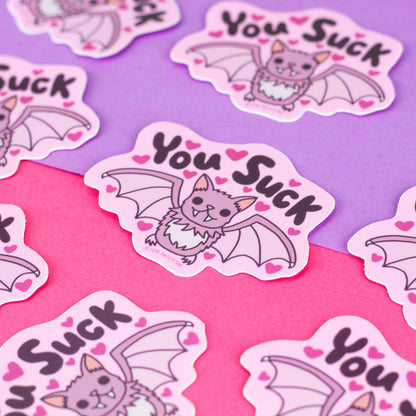 "You Suck" Vampire Bat Vinyl Sticker (Turtle's Soup)