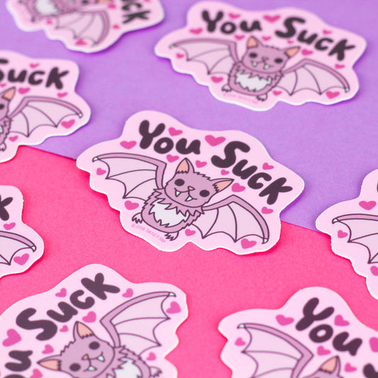 "You Suck" Vampire Bat Vinyl Sticker (Turtle's Soup)