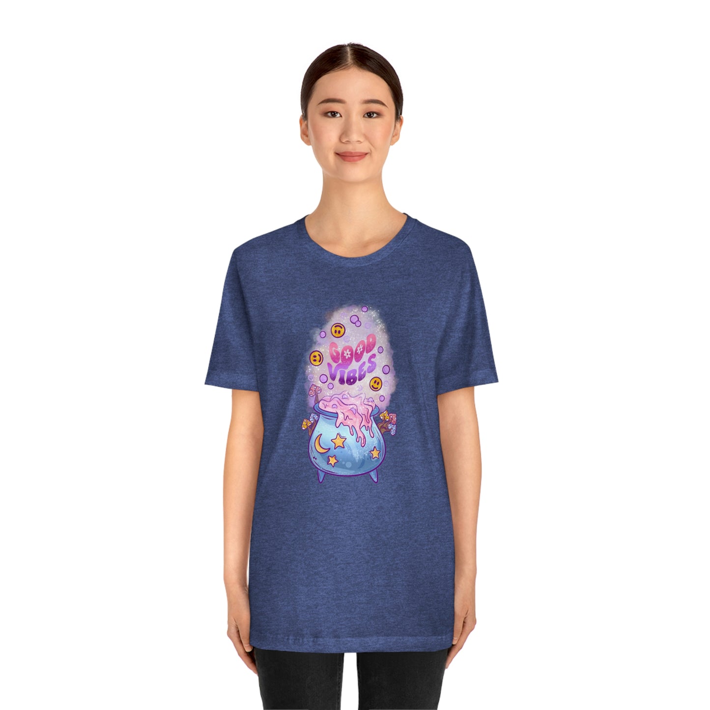 Witchy Good Vibes Smiley Cauldron Tee - Unisex Shirt