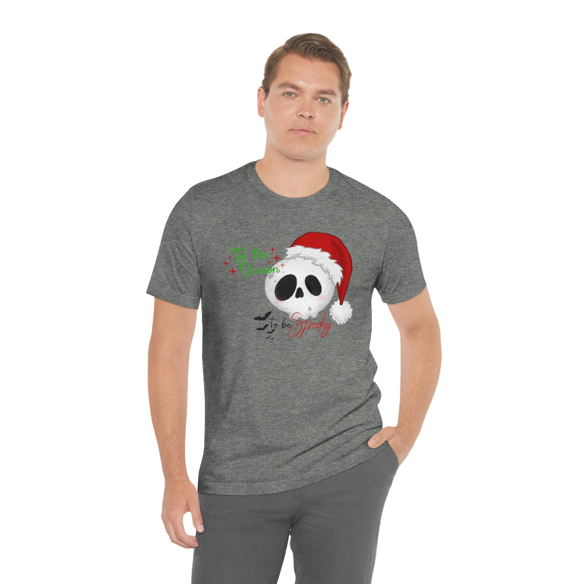 "Tis the Season to be Spooky'" Skull Santa Christmas Tee - Unisex Shirt