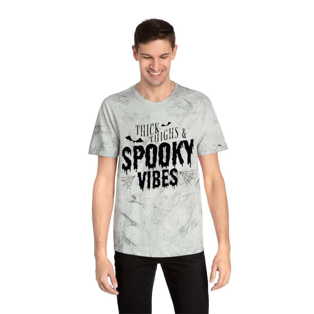 "Thick Thighs & Spooky Vibes" Colorblast Tee - Unisex Shirt
