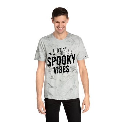 "Thick Thighs & Spooky Vibes" Colorblast Tee - Unisex Shirt