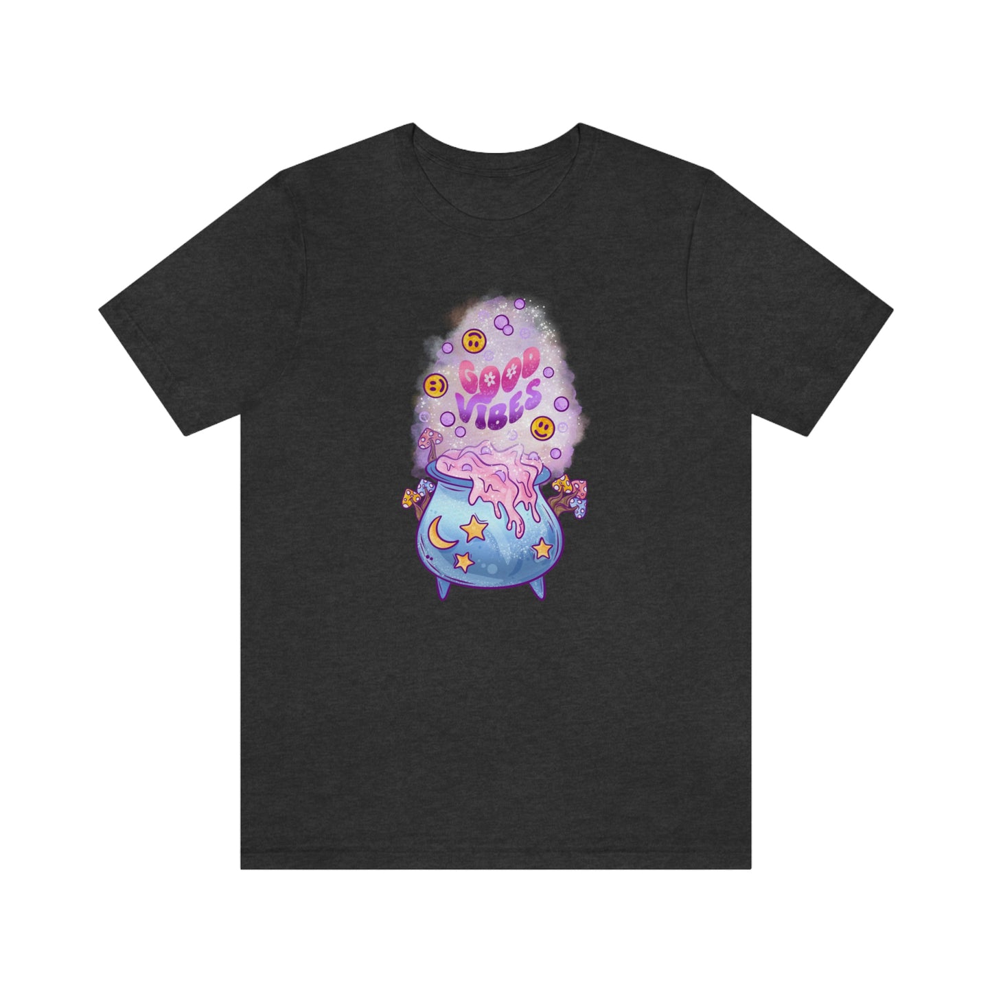 Witchy Good Vibes Smiley Cauldron Tee - Unisex Shirt