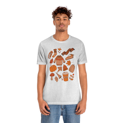 Pumpkin Spice And Mushrooms Fall Doodles Tee - Unisex Shirt