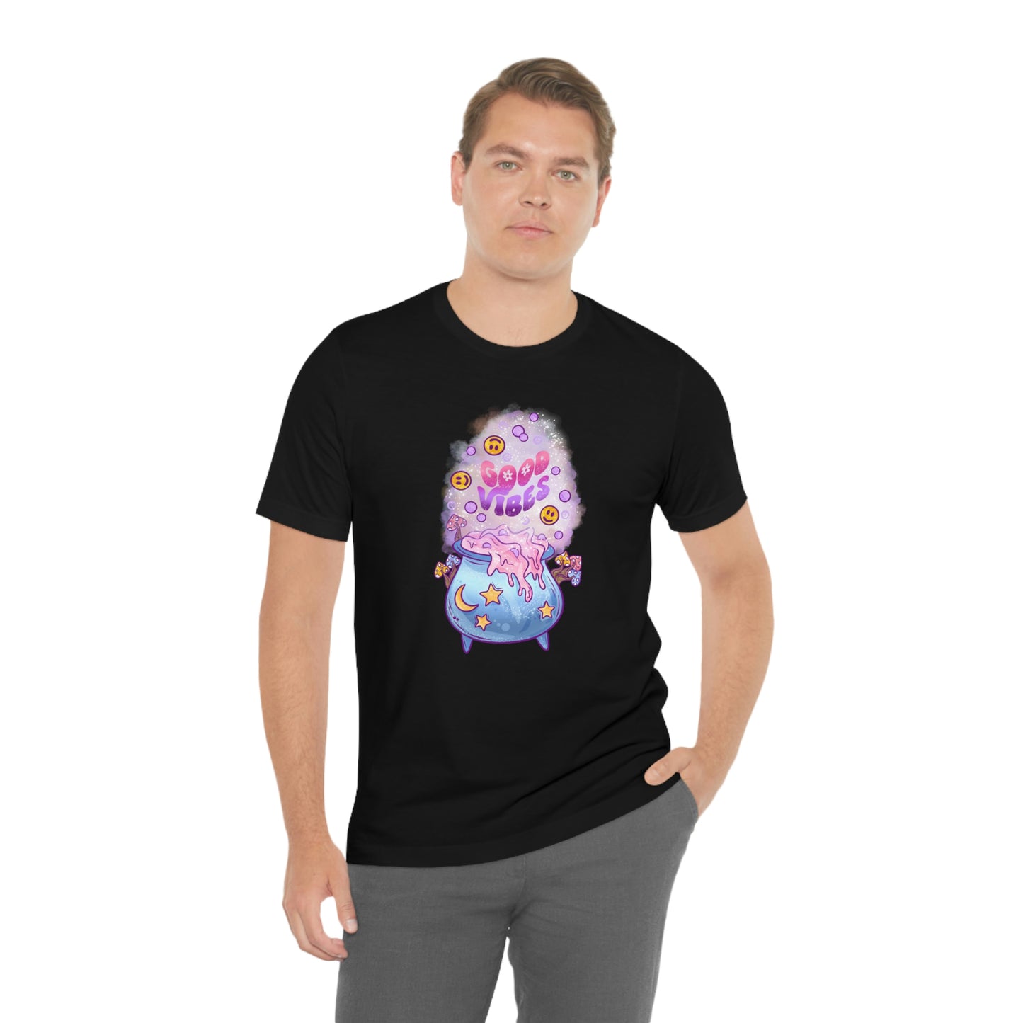Witchy Good Vibes Smiley Cauldron Tee - Unisex Shirt