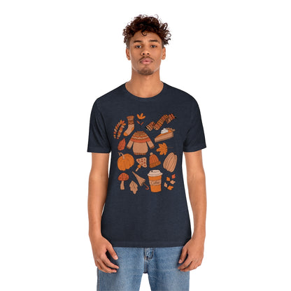 Pumpkin Spice And Mushrooms Fall Doodles Tee - Unisex Shirt