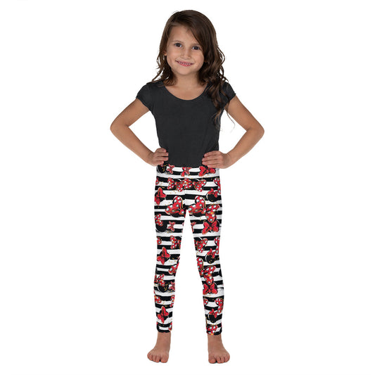 Toddler & Kids MM Red Bows Black And White Striped Leggings