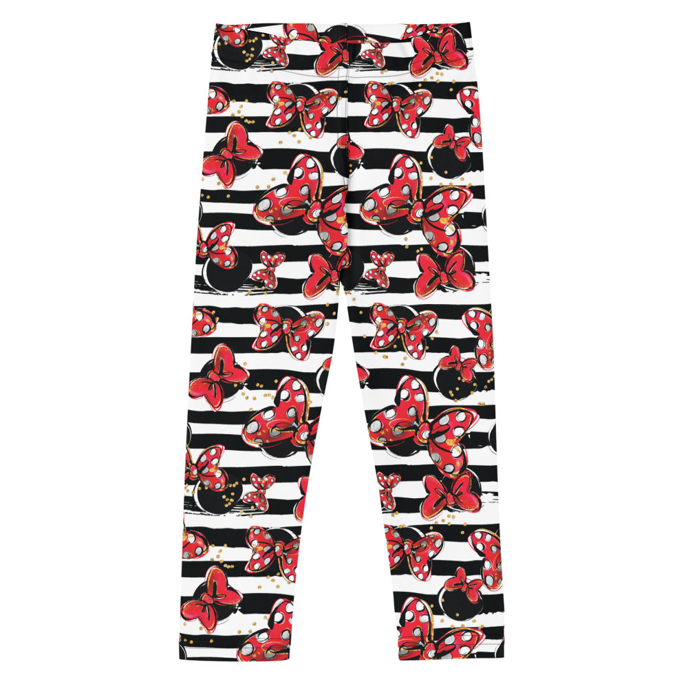 Toddler & Kids MM Red Bows Black And White Striped Leggings