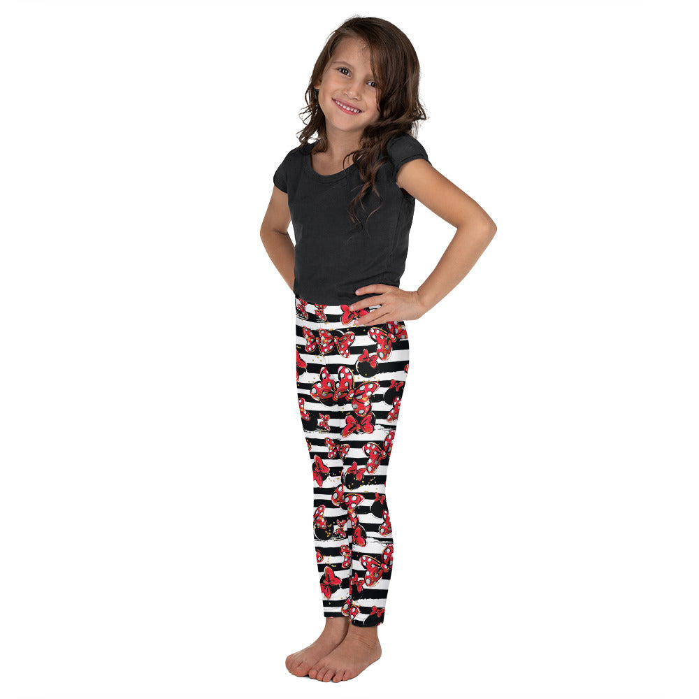 Toddler & Kids MM Red Bows Black And White Striped Leggings