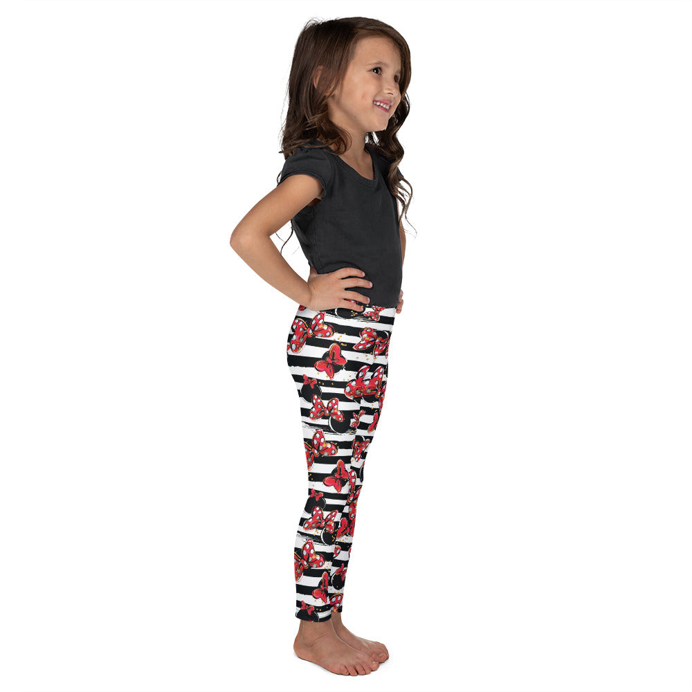 Toddler & Kids MM Red Bows Black And White Striped Leggings