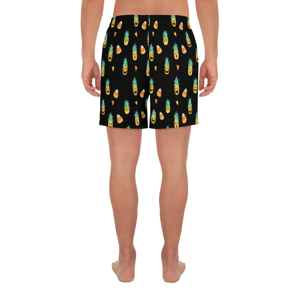 Summerween Too - Men's Candy Corn and Jack-O-Lantern Black Athletic Lounge Shorts