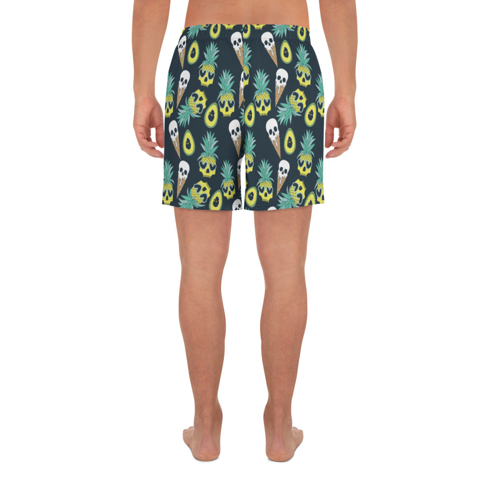 Summerween Too - Men's Ice Cream Skulls and Pineapples Navy Blue Athletic Lounge Shorts